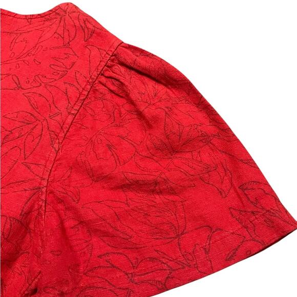 Nicole Miller Ladies Linen Red Dress Pattern Tropical leaf Size Medium NWT - Picture 9 of 10